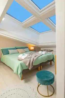 Letto o letti in una camera di Melifra, Jacuzzi e Vista Panoramica