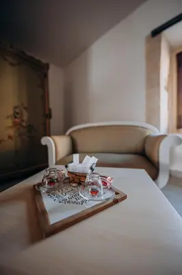 Letto o letti in una camera di Tramonto vista mare