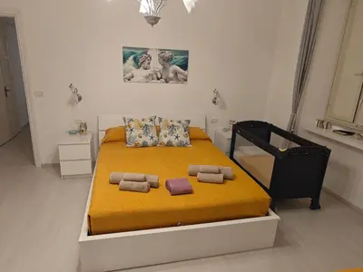Letto o letti in una camera di Le tre Ninfe
