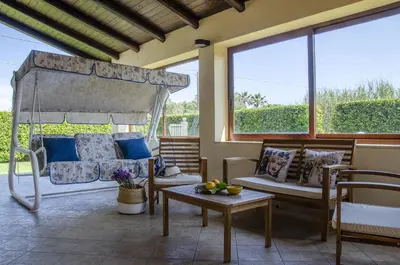 Area soggiorno di Villa la Tonnara CaseSicule, Private Villa far 50 m from the Sand Beach
