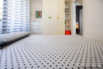 Letto o letti in una camera di Appartamento in villa-giardino-50 m dal mare