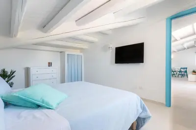 TV o dispositivi per l'intrattenimento presso Darsena Sunset Apartments by Wonderful Italy