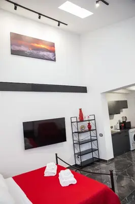 Letto o letti in una camera di 3 Rooms Catania - Vulcano bright independent studio apartment