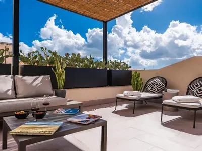 Area soggiorno di Apartment mit Terrasse by Interhome