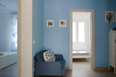 Letto o letti in una camera di 83 steps from the sea Sea-view terrace