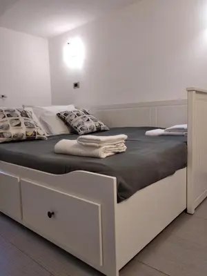 Letto o letti in una camera di Casa di Carlo e Vale