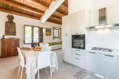 Cucina o angolo cottura di Trappeto Dellago with sea view, pool, parking & wi-fi