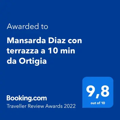 Certificato, attestato, insegna o altro documento esposto da Mansarda Diaz con terrazza a 10 min da Ortigia