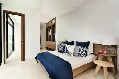 Letto o letti in una camera di Villa Angelina
