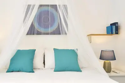Letto o letti in una camera di Casa Blanca a due passi dal mare