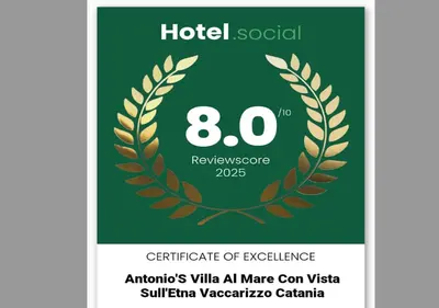 Certificato, attestato, insegna o altro documento esposto da Antonio's villa al mare con vista sull'Etna Vaccarizzo Catania