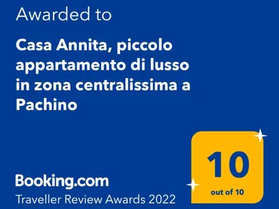 Certificato, attestato, insegna o altro documento esposto da Casa Annita, casa vacanza in stile Sicilia, in pieno centro a Pachino