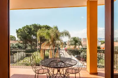 Balcone o terrazza di Terre di mare near the sandy beach with pool, parking & wifi