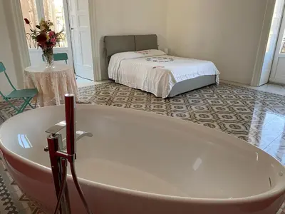 Letto o letti in una camera di Casa di Rita