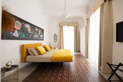 Area soggiorno di B Sicilian Charming Stay Design Apartment
