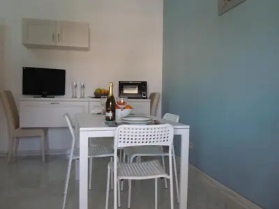TV o dispositivi per l'intrattenimento presso Tonnara apartment 1st floor codi facing the sea with view, wifi