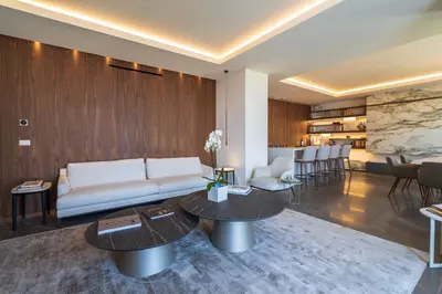 Area soggiorno di Vigliena fine apartments by Dimore in Sicily